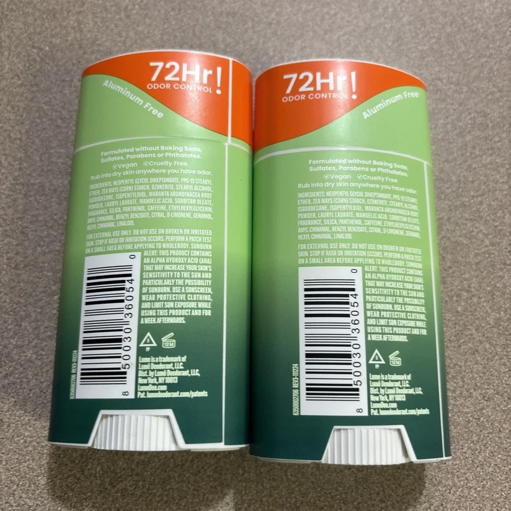 Lume Whole Body Deodorant 2-Pack, 72-hr‎ Smooth Solid Stick, Fresh Alpine 2.6 oz